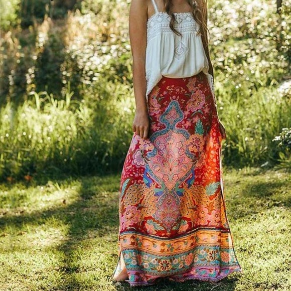 5⭐️Bohemian Festival floral Print skirt - Picture 3 of 9